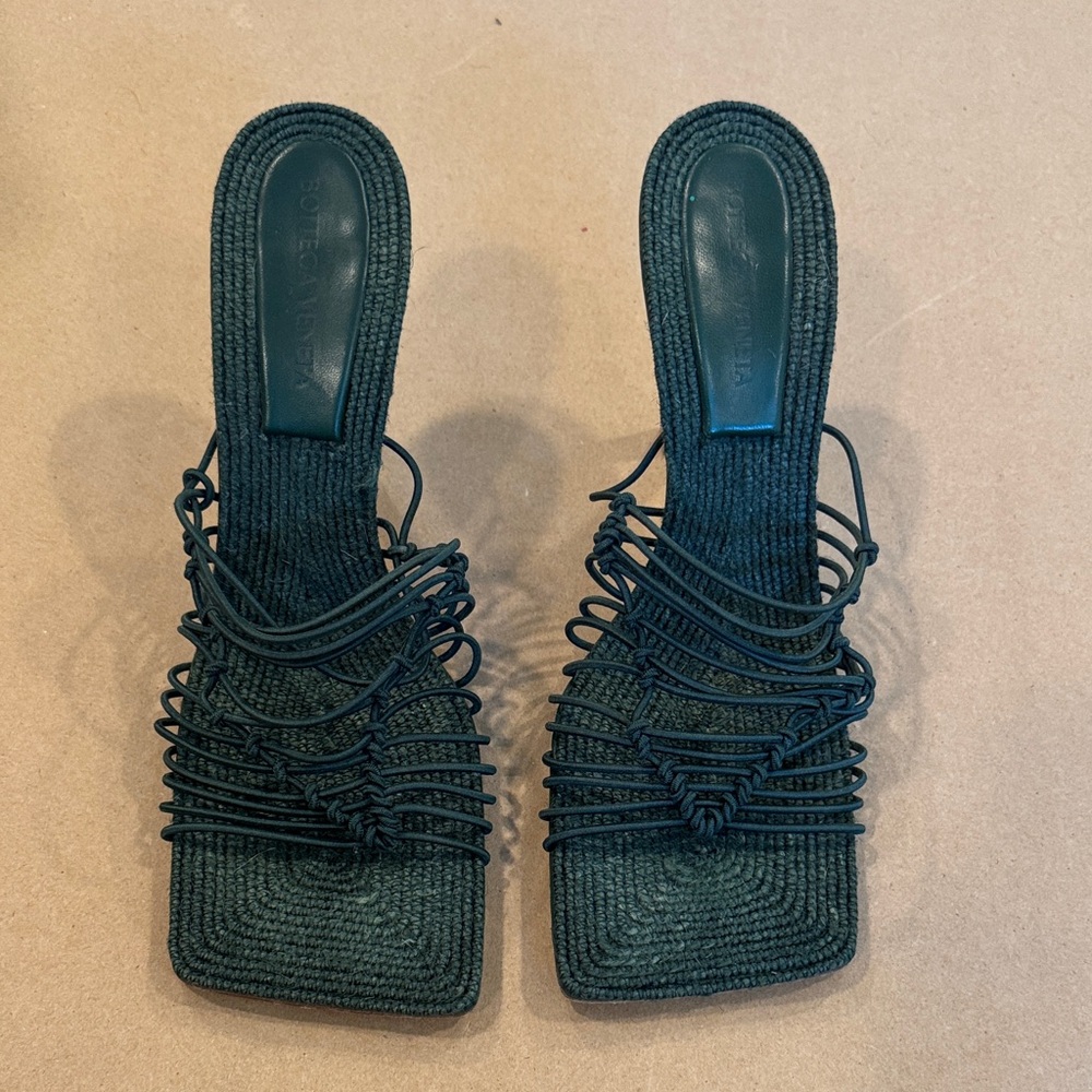 Bottega Veneta Forest Green Strappy Heels